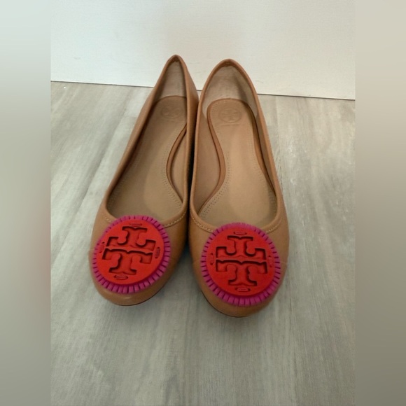 Tory Burch Reva ballet Miller Fringe Flats Size 6M Tan Pink - Picture 6 of 9